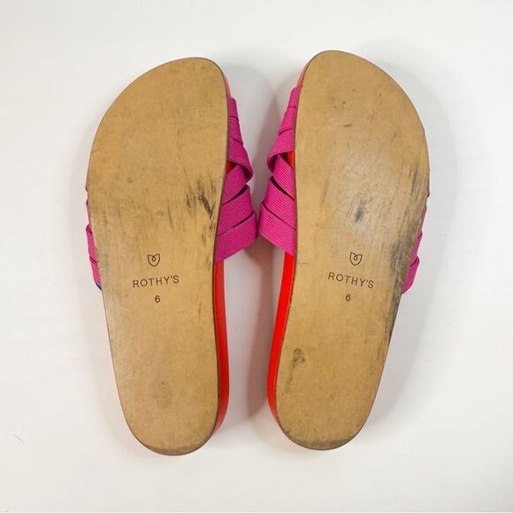 Rothy’s Women's Crossover Woven Cherry Red & Pink Slide Sandals Size 6 - Picture 5 of 7